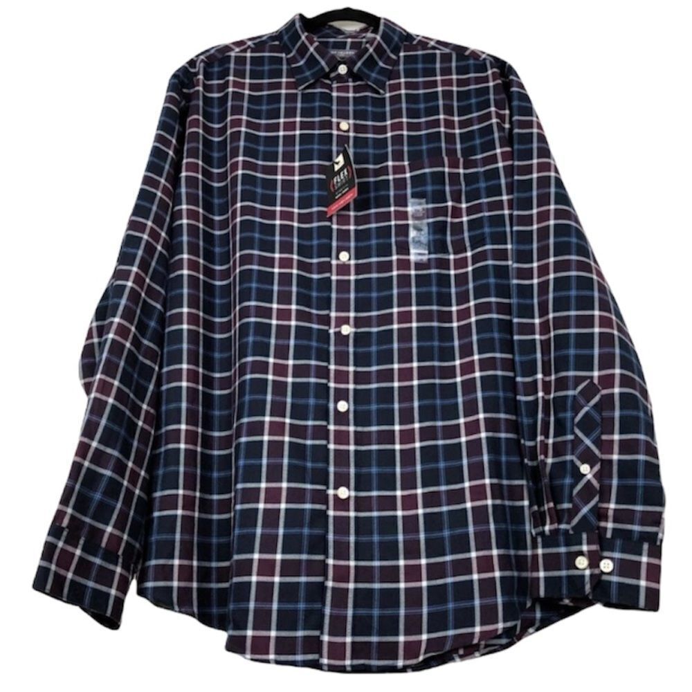 Van Heuson Flex Classic Fit Plaid Button Up